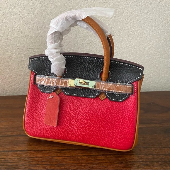 Structured Colorblock Black Gold 20 Lock Key Doctor's Satchel Bag Crossbody B12 - Picture 2 of 10